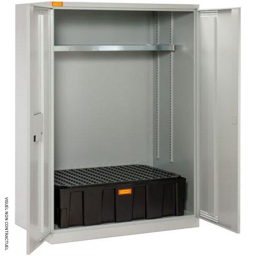 Armoire à fûts 14/20 avec bac de rétention PE 250 litres et caillebotis PE - CEMO - Image 1