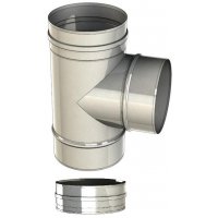 Té équerre Ø 250 mm Simple Paroi Inox 304 avec tampon - pour Fioul/Gaz intérieur - SOVELOR-DANTHERM