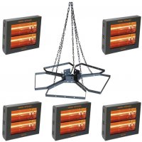 Lustre Pentagono suspendu avec 5 radiants électriques 3 000 W VARMA400/2V/30 - STAR PROGETTI